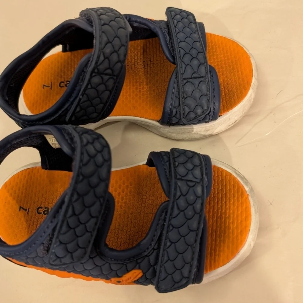 Carter's Toddler Boy Blue and Orange Dinosaur Light Up Sandals in Size 7